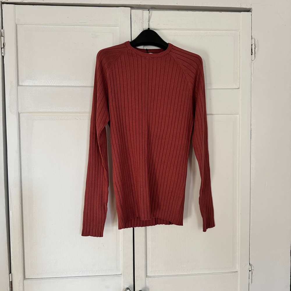 NWT Men’s Zara Dusty Maroon Ribbed Sweater Size S